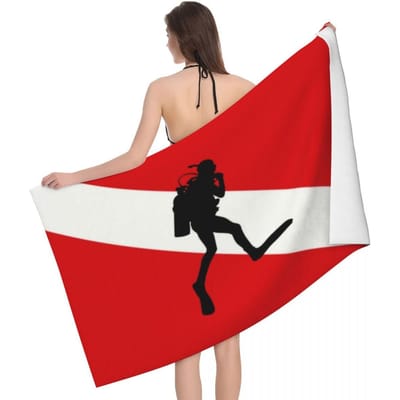 Scuba Duiker Vlag Strandlaken Sneldrogend Duiken Duiken Superzacht Microvezel Bad Sauna Handdoeken 130x80cm