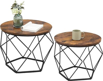 MIRA Home - Salontafel - Bijzettafel - Set van 2 - Tafel - Woonkamer - Slaapkamer - 50x50x40