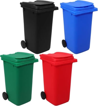 Mini Prullenbakjes - Bureau Opbergbakjes - Bureau Organisatie - Met Wieltjes - 4 Stuks - Diverse Kleuren