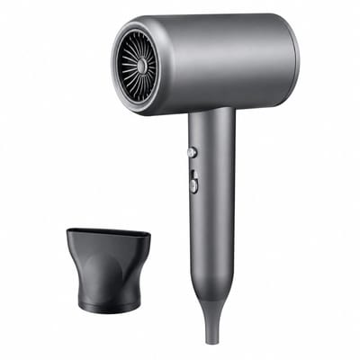 Haardroger - 2400 W - constante temperatuur met warme en koude lucht - met blaasmond voor thuisgebruik - grijs, item 32 zonder licht