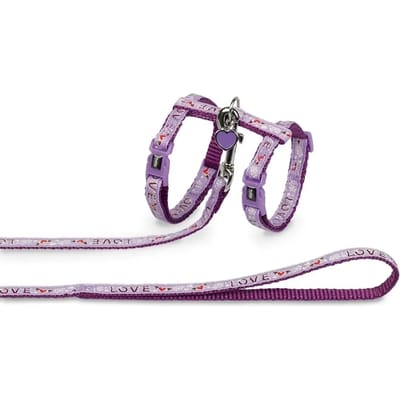 Nobby kattentuig met lijn ribbon love paars