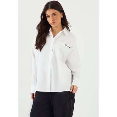 Dames DSGN Studio Oversized Katoenen Popeline Shirt | White | Maat: XS