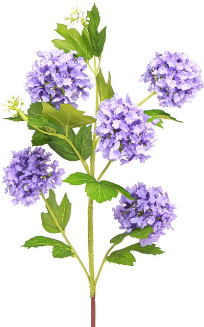 Sneeuwbal kunstbloemen paarse bloesem 5 bloemschermen L78cm 2st