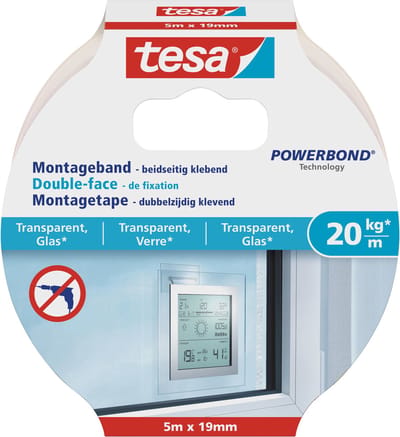 1x Tesa dubbelzijdig montagetape op rol transparant extra sterk 5 meter - Klusmateriaal - Huishoudartikelen - Tesa Powerbond - Montagetape - Extra sterk - Dubbelzijdig tape