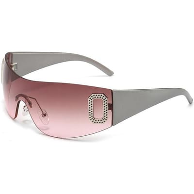 Y2K Randloze Punk Eendelige Zonnebril Dames Goggle Nieuwe Luxe Merk Tinten Zonnebril Vrouwelijk Vijf Sterren Wrap Around Brillen
