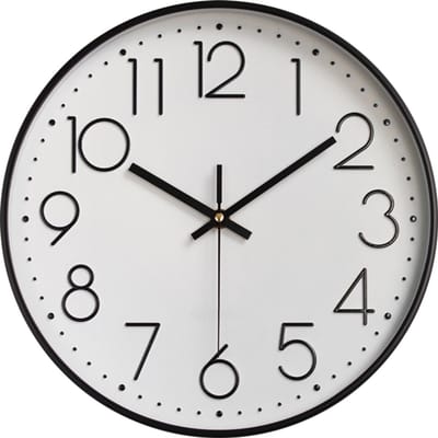 carmdering - Wandklok - Stille Klok - 30 cm - 3D cijfers, quartz uurwerk - Transparant glazen deksel, metalen wijzers - Goud/wit, goud/zwart, zwart/wit - Voor woonkamer, slaapkamer, keuken, kantoor - Cadeauverpakking