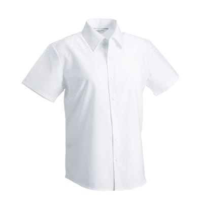 Russell Collection Dames/Dames Oxford Getailleerde Overhemd Met Korte Mouwen (Wit)