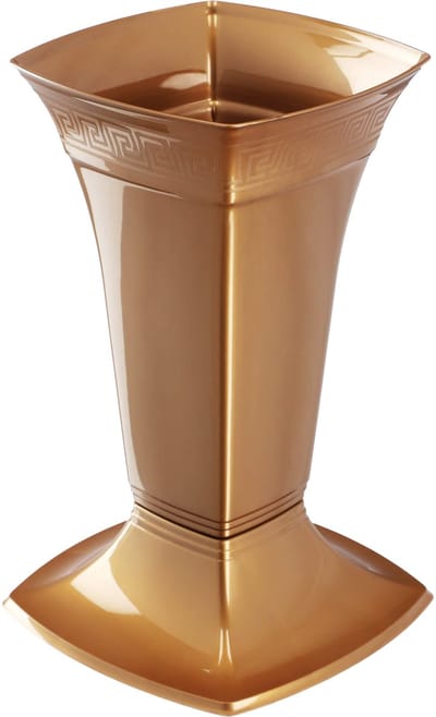 KADAX Grafvaas met sokkel, begraafplaatshoofvaas van kunststof, bloemenvaas voor grafsteen, grafdecoratie, grafsteekvaas, staande vaas voor het graf (goud/laag)