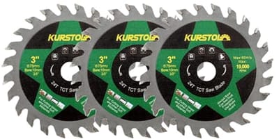 Hardmetalen schijf voor hout - 75 mm x 3 TCT doorslijpschijven voor hout, kunststof, multiplex, meerlaagse spaanplaat