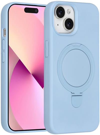 TUNIQ telefoonhoesje voor Apple iPhone 15 - MagSafe met ringstand - Babyblauw
