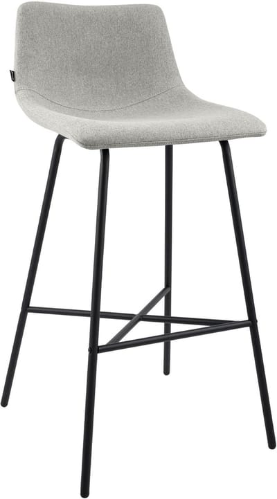 CLP Altona Barkruk - met rugleuning en voetsteun - zwart metalen frame - modern Scandinavisch - keukenbarkruk - zwart/grijs
