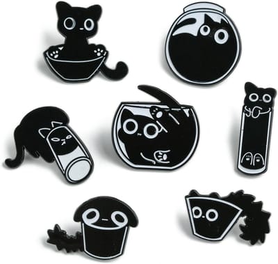 Cosensi - Leuke zwarte kat emaille pin - kawaii dier reversspeldjes set voor hoeden en kleding