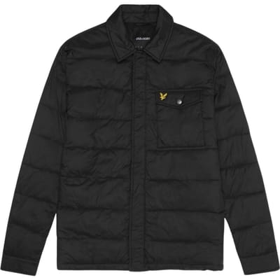 Jetzwart gewatteerd jack met kraag van Lyle & Scott