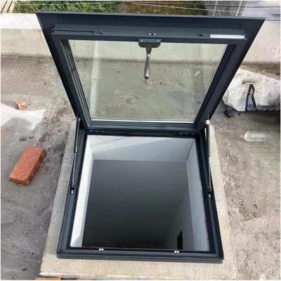 Dakraam met nooduitgang - Lichtkoepel plat dak - Toegang tot zolder - Dubbellaags gehard glas - Diverse maten - Aluminium