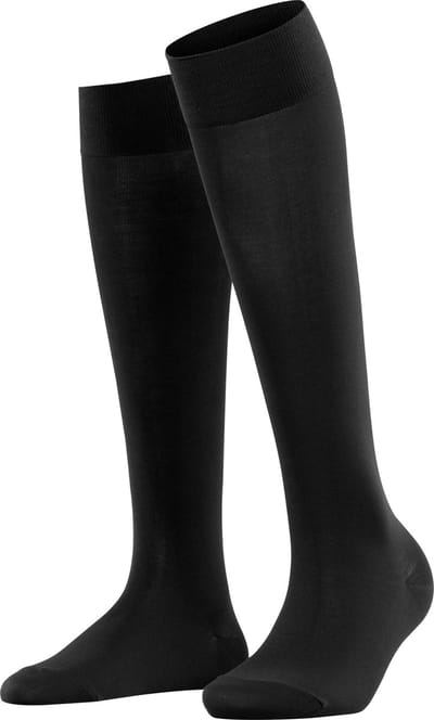 FALKE Cotton Touch lang eenkleurig katoen kniekousen dames zwart - maat 39-42