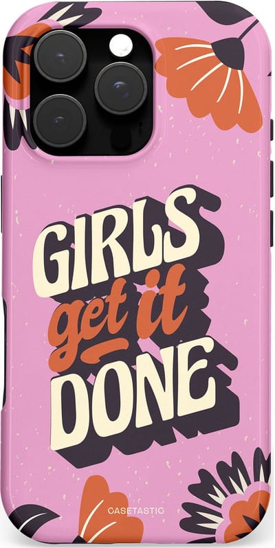 Casetastic hoesje geschikt voor Apple iPhone 16 Pro - MagSafe - Dubbellaagse bescherming - Girls get it done - Fashion Case - Lila Donkergrijs Terracotta