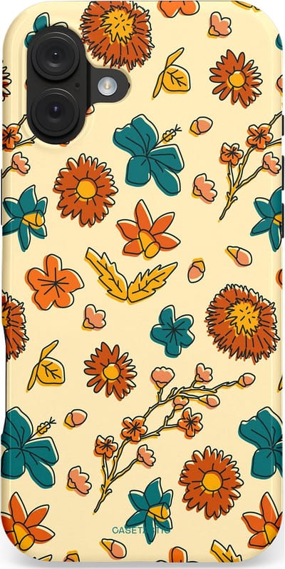 Casetastic hoesje geschikt voor Apple iPhone 16 Plus - MagSafe - Dubbellaagse bescherming - Boranisch veld - Fashion Case - Crème Terracotta Okergeel