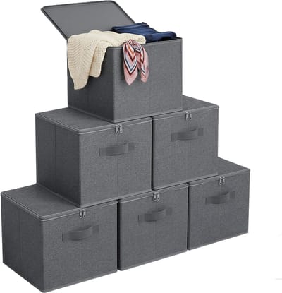 SONGMICS - Opbergbox - Opbergdoos - Met Handgrepen - Set van 6 - Voor Kleding en Accessoires