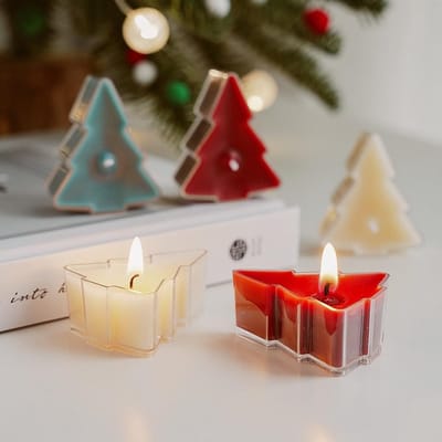 Dailygoods- Theelichtjes 24 stuks - Kerstkaarsen in kerstboomvorm - Geurkaarsen voor ontspanning - Tafeldecoratie - Feestelijke decoratie - Elegante 3D-look