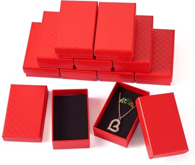Dailygoody - Juwelen-doos - 12 Stuks - Perfect voor Earring en Necklace Packaging - Crimson - Luxe Geschenkdozen - Voor Ringen en Oorbellen