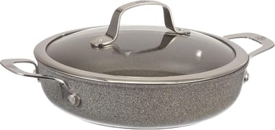 Koekenpan Aluminium - Koekenpan met deksel - Lekker Koken - Anti-aanbaklaag - 24 cm - Zwart