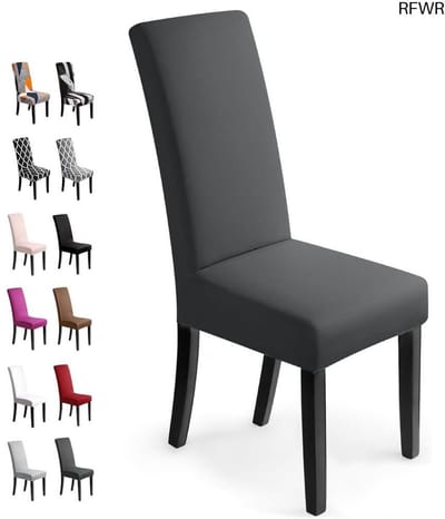 RFWR® Stretch Stoelhoezen voor Eetkamerstoelen - Verwijderbaar en Wasbaar (6 Stuks, Donkergrijs)