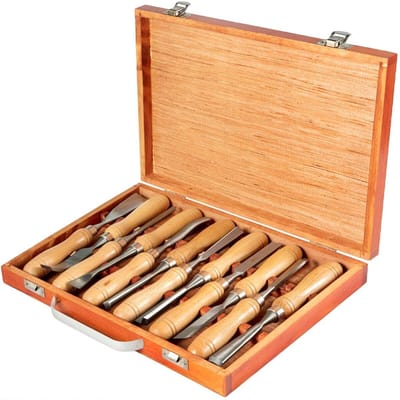 Houtbeitelsets 12 stuks Draaibankbeitels 3-3/4Inch /95MM Houtbewerkingsbeitels 9Inch Houtdraaibank Gereedschappen Houtbeitels Draaibank Gereedschappen voor Houtsnijwerk Wortelsnijwerk