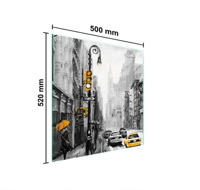 TMK ArtDeko - Beschermplaat Glas - 50x52 cm - Stad Thema - Hittebestendig