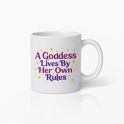 A Goddess Lives by Her Own Rules Mok 330ml – Inspirerende Feministische Koffiebeker, Motiverend Cadeau voor Sterke Vrouwen en Queens