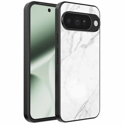 Geschikt voor Google Pixel 10 Telefoonhoesje met Wit Marmer Opdruk - TPU Backcover Case White Marble Design - Zwart - Smartphonica geschikt voor Google Pixel 10