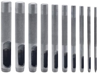 Perforatorset voor leer, 10 stuks metalen perforatoren voor leer, perforator van 1 mm tot 10 mm, set stansijzers voor leer, horlogeband, canvas