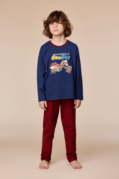 Woody - Jongens/Heren Pyjama - Donkerblauw Pony - 16 jaar