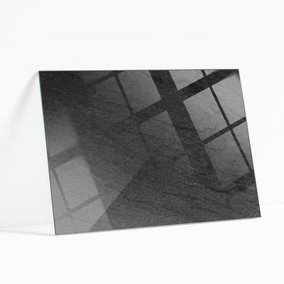 Wallfluent - Natuursteen Textuur Glasplaat Tafel - 80 x 60 cm - Zwart Veiligheidsglas - Rechthoekig Tafelblad Glas - Glazen Tafelblad - Gehard Glazen Tafelblad Voor de Eettafel in de Eetkamer