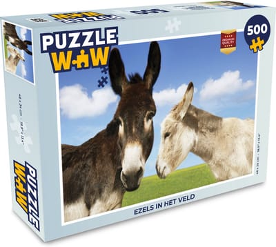 Puzzel Ezels in het veld - Legpuzzel - Puzzel 500 stukjes