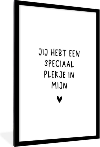 Fotolijst incl. Poster - Quotes - Een speciaal plekje in mijn hart - Spreuken - 60x90 cm - Posterlijst