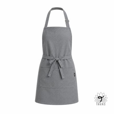 Culinary Keukenschort - Parelgrijs - Linnenlook - 60x80 cm - Kookschort met Zakken en 86 cm Tailleband - Horeca - Keukenschort Dames - Keukenschort Heren