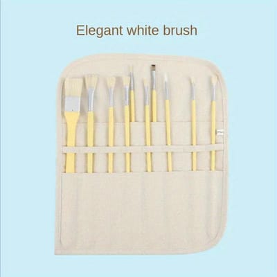 Trousse à pinceaux pour étudiant Pochette de dessin à l'aquarelle pour artiste Porte-stylo pour peinture à l'huile Étuis à crayons en toile Rideau à pinceaux 1pc blanc