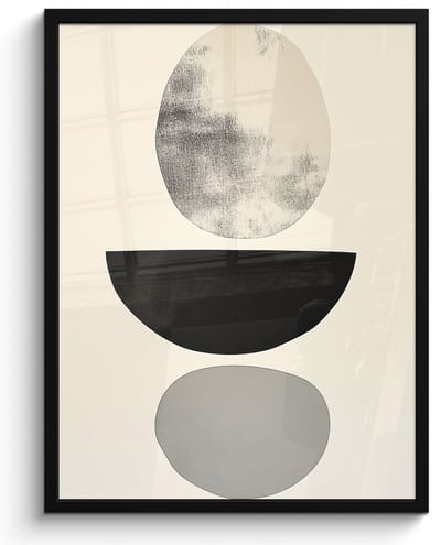 Poster in lijst - Fotolijst 50x70 cm - Posters - Beige - Japandi - Wabi sabi - Posterlijst zwart - Decoratie - Wanddecoratie woonkamer - Muurdecoratie slaapkamer