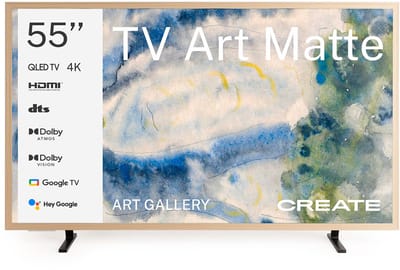 CREATE - QLED 4K 55" Smart TV met antireflectiescherm en kunstgalerij, Licht hout - TV ART MATTE