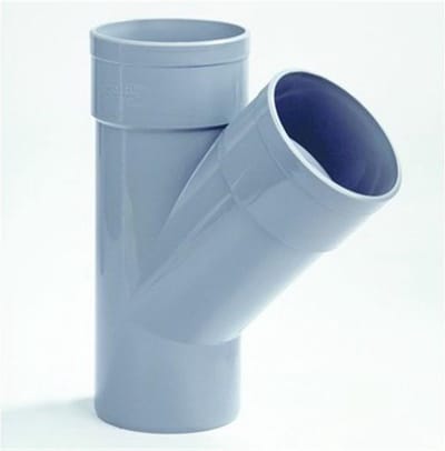 Dyka T-stuk met 2x lijmmof en 1x spie 45° PVC grijs keurmerk BRL52100 32mm