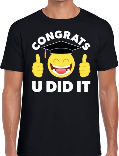Congrats U did it t-shirt zwart heren - Geslaagd/ afgestudeerd cadeau S