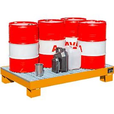 Lekbak AW60/3 M - 74 liter - L 1300 x B 800 X H 205 mm - met rooster - oranje RAL 2000