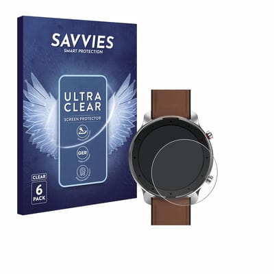 Savvies - Screenprotector voor Huami Amazfit GTR (47 mm) - Folie Beschermfolie transparant 6 Stuks