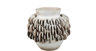 PTMD Wina Beige Ceramic Vase With Round Scales Low S