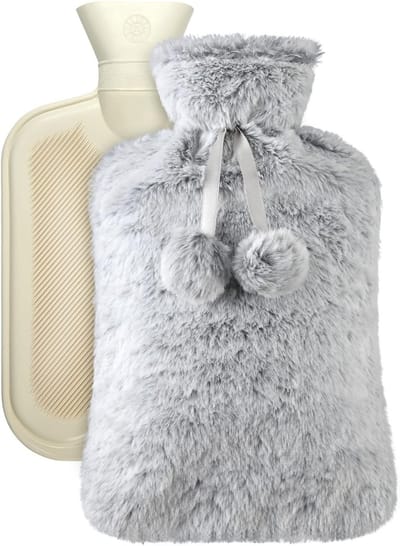 Warmwaterkruik met Zachte Pluche Cover van 2 Liter voor Nek, Rug en Taille - Perfect Cadeau voor Verjaardag, Kerst en Moeder- of Vaderdag