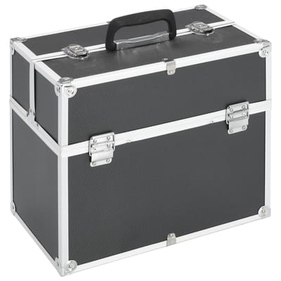 vidaXL - Make-up - koffer - 38x23x34 - cm - aluminium - zwart