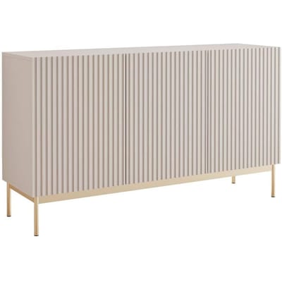 Selsey Linearis - Dressoir met 3 deuren en LED, kasjmiergrijs 138 cm