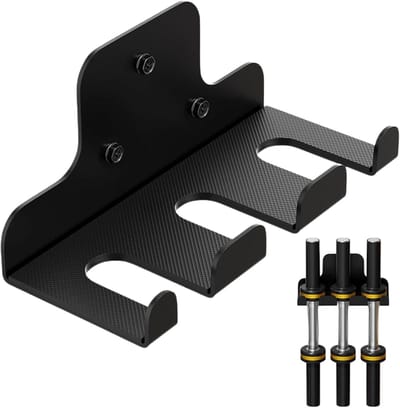 Halterhouder - Wandrek fitness - Fitnessruimte organiseren - Robuust staalontwerp - 25-33 mm compatibel - Zwart