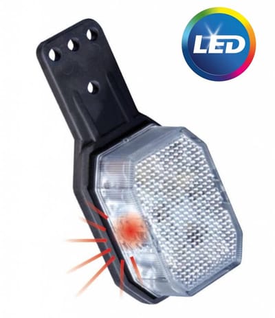 Aspock Flexipoint LED breedtelicht links - rood / wit op kleine rubber houder met 0,5m kabel
