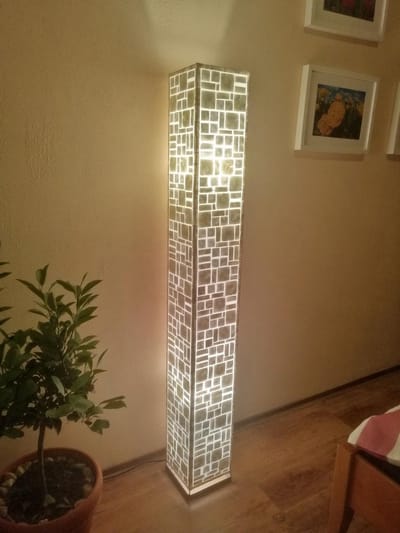 Staande lamp Handgemaakte Vloerlamp woonkamer Design  square cubes white capiz shell parelmoer schelp 200 cm